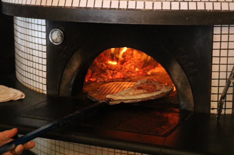 Coal fired pizza oven at Anthony's pizza in Coral Springs