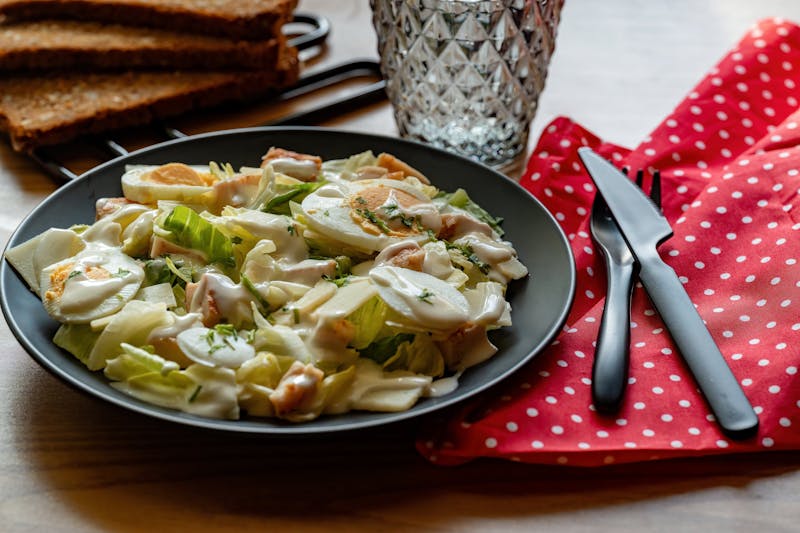 Classic Caesar salad with croutons and parmesan