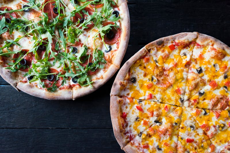 BBQ chicken pizza with coal fired crust